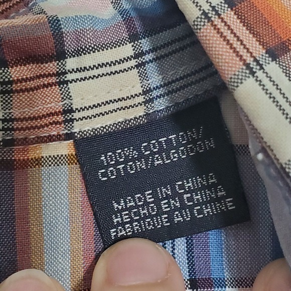 Roper Men Plaid‎ Snap Shirt Size Medium Blue Brown Long Sleeve Western Cowboy - Picture 6 of 12